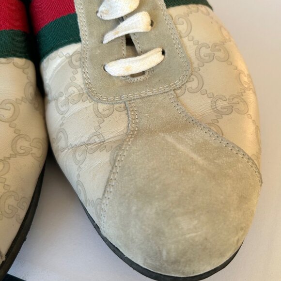 Gucci Guccissima GG Logo cream green red sneakers size 10 1/2 G 11 1/2 US Preown - Picture 14 of 16